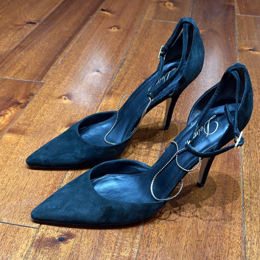 Delman Black Suede Pointed Heels